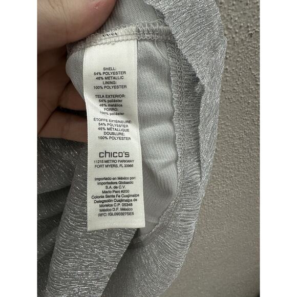 Chicos Womens Shirt Size 3 Gray Metallic Ultimate Layer Long Sleeve Seagull NWTS - Picture 8 of 14